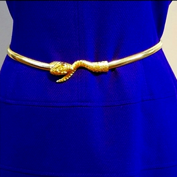 Vintage Snake Goldtone Stretch Belt - Picture 9 of 10